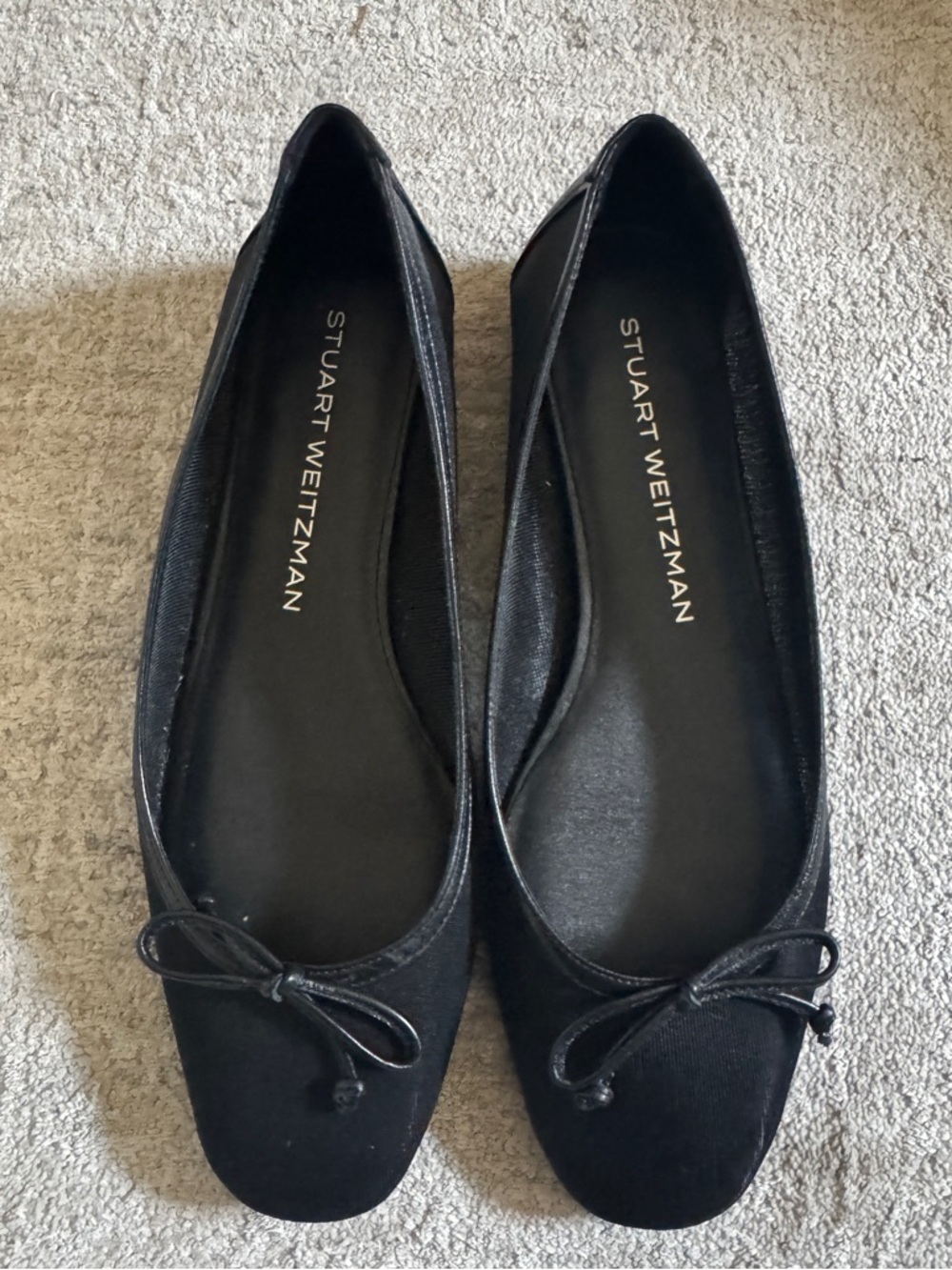 Stuart Weitzman Arabella Mesh Black Ballet Flats with Bow